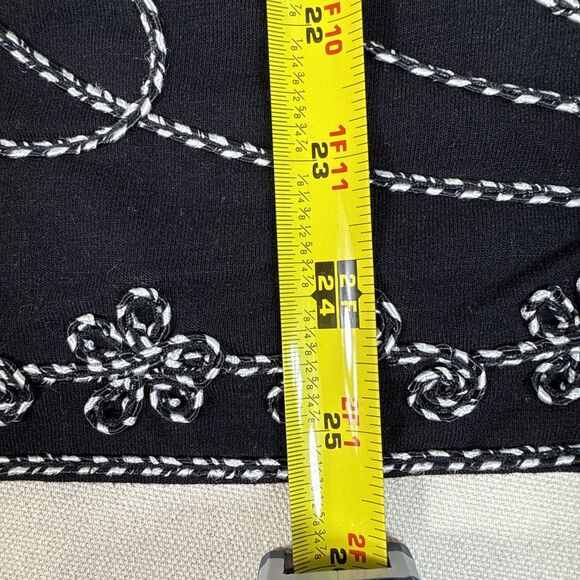 Once Again Womens Blouse Black 3/4 Sleeve Stretch Embroidered Plus 1X - Picture 4 of 16